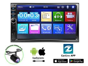Central Multimidia Para Carro Mp5 2 Din Player 7 Pol Espelhamento Celular Bluetooth Usb