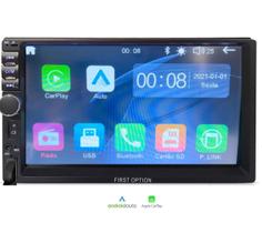 Central Multimídia Universal 2 Din MP10 7 Pol Carplay AndroidAuto Sem Fio - 8100CA First Option