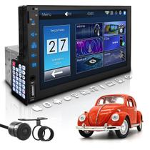 Central Multimídia Universal Radio Mp5 Bt 1 Din 7 polegadas Espelhamento com Câmera de Ré Volks Fusca
