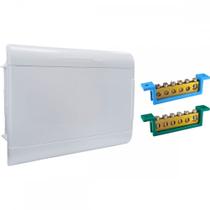Centrinho Steck Pvc Embutir Branco Para 12 Disjuntores Din Com Barramento Centrinho Steck Pvc Embutir Branco Para 12 Disjuntores Din Com Barramento