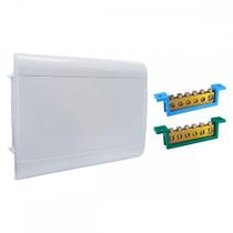 Centrinho Steck Pvc Embutir Branco Para 12 Disjuntores Din Com Barramento Centrinho Steck Pvc Embutir Branco Para 12 Disjuntores Din Com Barramento