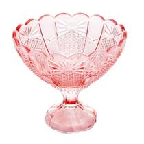 Centro De Mesa Cristal Com Pé Princess Wolff 21.2x19.5cm Rosa
