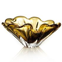 Centro De Mesa Cristal Murano Âmbar E Lilás São Marcos 30cm