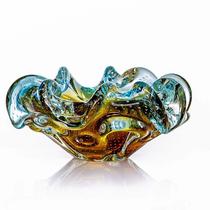 Centro De Mesa Cristal Murano Azul E Âmbar São Marcos 22cm Centro De Mesa Cristal Murano Azul E Âmbar São Marcos 22cm