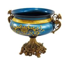 Centro De Mesa Cristal Verde Cintilante Alças E Base Bronze Centro De Mesa Cristal Verde Cintilante Alças E Base Bronze