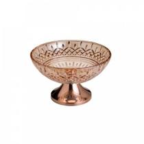 Centro de Mesa de Cristal Âmbar com Pé de Aço Lys Rose 30cm - Wolff - 7895730872415 Centro de Mesa de Cristal Âmbar com Pé de Aço Lys Rose 30cm - Wolff - 7895730872415