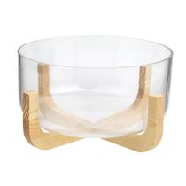 Centro de Mesa de Mesa Vidro e Madeira 25cm - ACASA - ACASA - Inativa