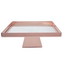 Centro De Mesa De Metal Espelhada Decorativa Com Pé 30Cm