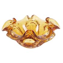 Centro de mesa de vidro ambar fruteira luxo decoração natal 24cm