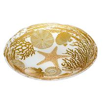 Centro de Mesa de Vidro Aquarium Perola com Ouro 40cm Centro de Mesa de Vidro Aquarium Perola com Ouro 40cm