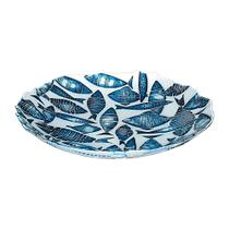 Centro de Mesa de Vidro Corsica Perola c/Azul Peixes 33cm Centro de Mesa de Vidro Corsica Perola c/Azul Peixes 33cm