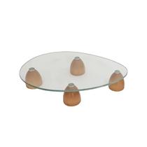 Centro de mesa decorativo base madeira natural e vidro p Centro de mesa decorativo base madeira natural e vidro p