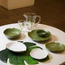 Centro de Mesa Decorativo Cerâmica Banana Leaf Verde 20cm