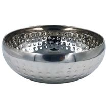 Centro de Mesa Decorativo Prata Inox Martelado Vaso Cachepô -18cm