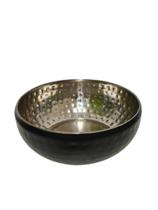 Centro de Mesa Decorativo Preto Inox Martelado Vaso Cachepô -18cm