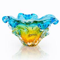 Centro De Mesa Em Cristal Murano Azul E Âmbar - São Marcos Centro De Mesa Em Cristal Murano Azul E Âmbar - São Marcos