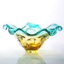 Centro De Mesa Em Cristal Murano Verde E Âmbar - São Marcos