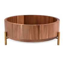 CENTRO DE MESA EM METAL E MADEIRA MARROM E DOURADO 29cm