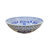 Centro de Mesa em Porcelana Branco com Azul Transforme Seu Ambiente com Elegância e Sofisticação - 9x26cm