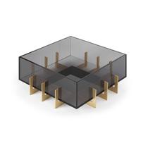 Centro de Mesa Float Black Quadrado em Acrílico com Mármore Nero Marquina