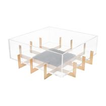 Centro de Mesa Float Quadrado em Acrílico com Mármore Nero Marquina