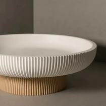 Centro De Mesa Fruteira Decorativa Redonda Canelada 25cm