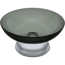 CENTRO DE MESA FRUTEIRA HOME&CO COM PÉ VIDRO 12x25x25cm FUMÊ