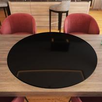 Centro De Mesa Giratório Vidro Temperado 8Mm Preto 70Cm