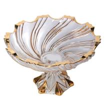 Centro De Mesa Gold Cristal Com Pé Luxo Decorativo 33cm