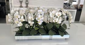 Centro De Mesa Grande Espelhado Prata Decoração 60X25