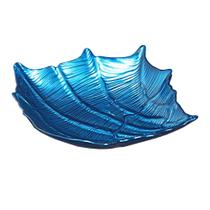 Centro De Mesa Ibiza Concha Decor Vidro Azul 28Cm - Vylux