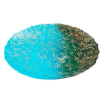 Centro De Mesa Moon Decor Em Vidro Ouro Com Indigo E Aqua 60Cm - Vylux