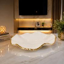 Centro De Mesa Murano Com Borda Dourada Decoração De Luxo