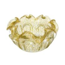 Centro De Mesa Murano Transparente Com Pigmentos Folha Ouro