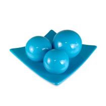 Centro de Mesa Prato 3 Esferas em Cerâmica Decor - Azul Centro de Mesa Prato 3 Esferas em Cerâmica Decor - Azul