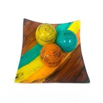 Centro de Mesa Prato 3 Esferas em Cerâmica Decor - Coloridas