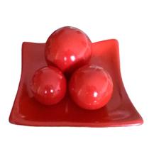 Centro de Mesa Prato 3 Esferas em Cerâmica Decor - Red Centro de Mesa Prato 3 Esferas em Cerâmica Decor - Red