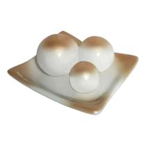 Centro de Mesa Prato 3 Esferas em Cerâmica Premium - White