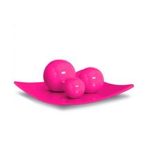 Centro de Mesa Prato 3 Esferas em Cerâmica Rosa Pink