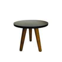 Centro de Mesa Redonda Pequena Pé Palito Retro Canto lateral Mesinha