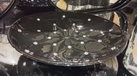 Centro de Mesa Redonda Preta com Strass Centro de Mesa Redonda Preta com Strass