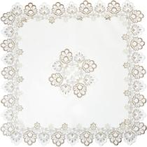 Centro de Mesa Toalha de Chá Bordado Rendado Veneza Luxo Fendi 85x85cm Jolitex