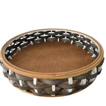 Centro de Mesa Traçada com Fibras Sintéticas Estrutura de Madeira Cinza - 38cm