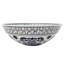 Centro De Mesa Vaso Porcelana 9X26Cm Decoração Azul E Branco Centro De Mesa Vaso Porcelana 9X26Cm Decoração Azul E Branco