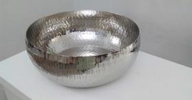 Centro Mesa Cachepot Indiano Alumínio Texturizado Prata 24cm Centro Mesa Cachepot Indiano Alumínio Texturizado Prata 24cm