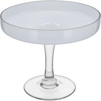 CENTRO MESA COM PÉ VIDRO 23x27x27cm BRANCO VASO DECORATIVO ENFEITE FRUTEIRA