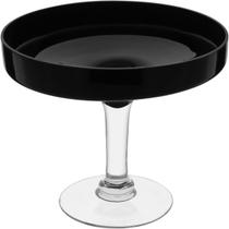 CENTRO MESA COM PÉ VIDRO 23x27x27cm PRETO VASO DECORATIVO ENFEITE FRUTEIRA
