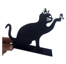 Centro Mesa gato com borboleta Em Mdf Com Base Decoração gatinho totem