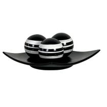 Centro Mesa Prato 3 Esferas Em Cerâmica Decor - Black Flick