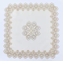 Centro Toalha de Mesa Bordado Veneza Bege 85x85cm Jolitex